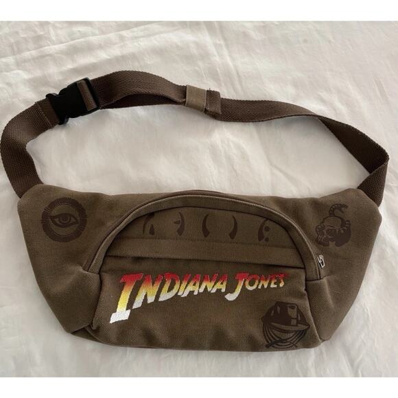 Indiana Jones Canvas Tan Fanny Pack With Belt Bag 2 Separate Pouche - Picture 1 of 16